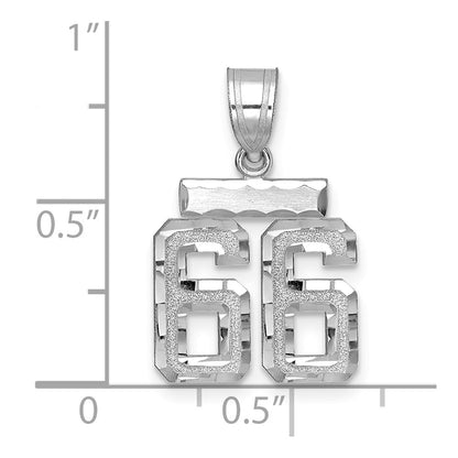 14k White Goldw Small Brushed Diamond-cut Number 66 Charm
