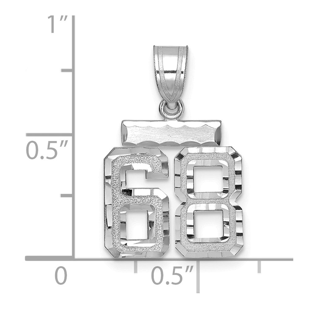 14k White Goldw Small Brushed Diamond-cut Number 68 Charm