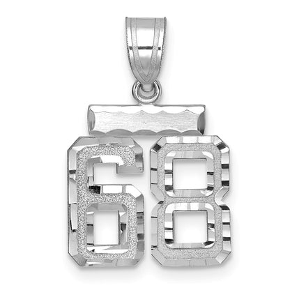 14k White Goldw Small Brushed Diamond-cut Number 68 Charm