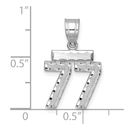 14k White Goldw Small Brushed Diamond-cut Number 77 Charm