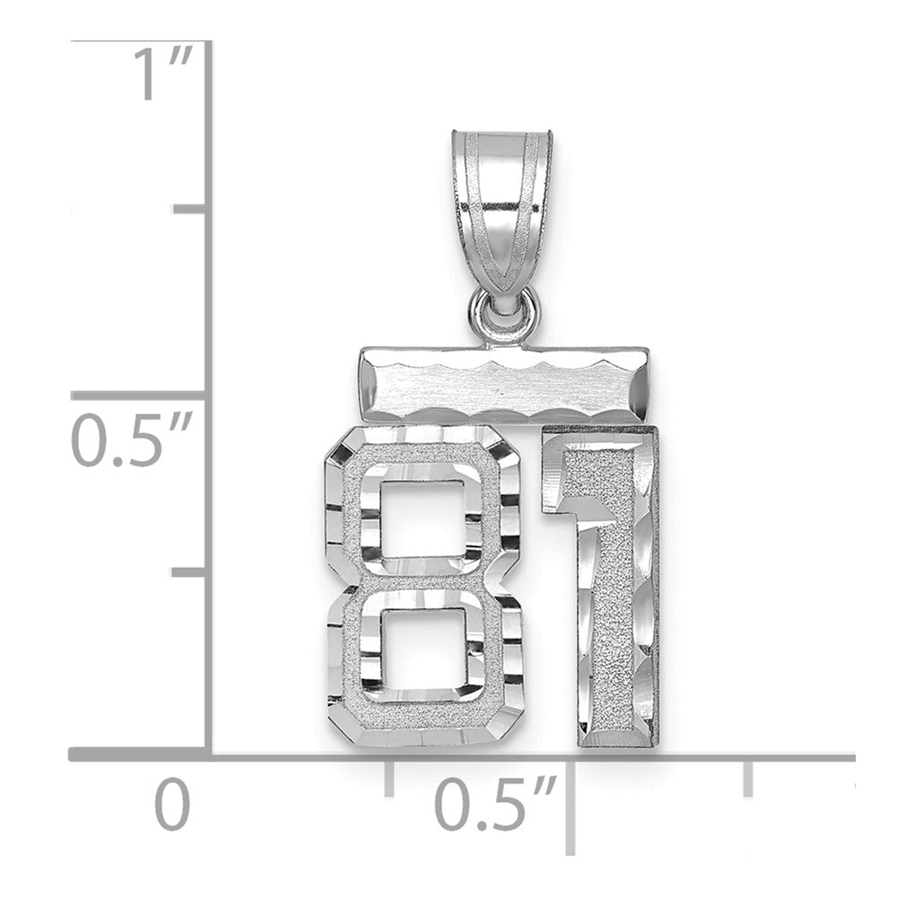 14k White Goldw Small Brushed Diamond-cut Number 81 Charm