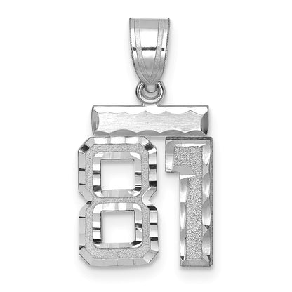 14k White Goldw Small Brushed Diamond-cut Number 81 Charm