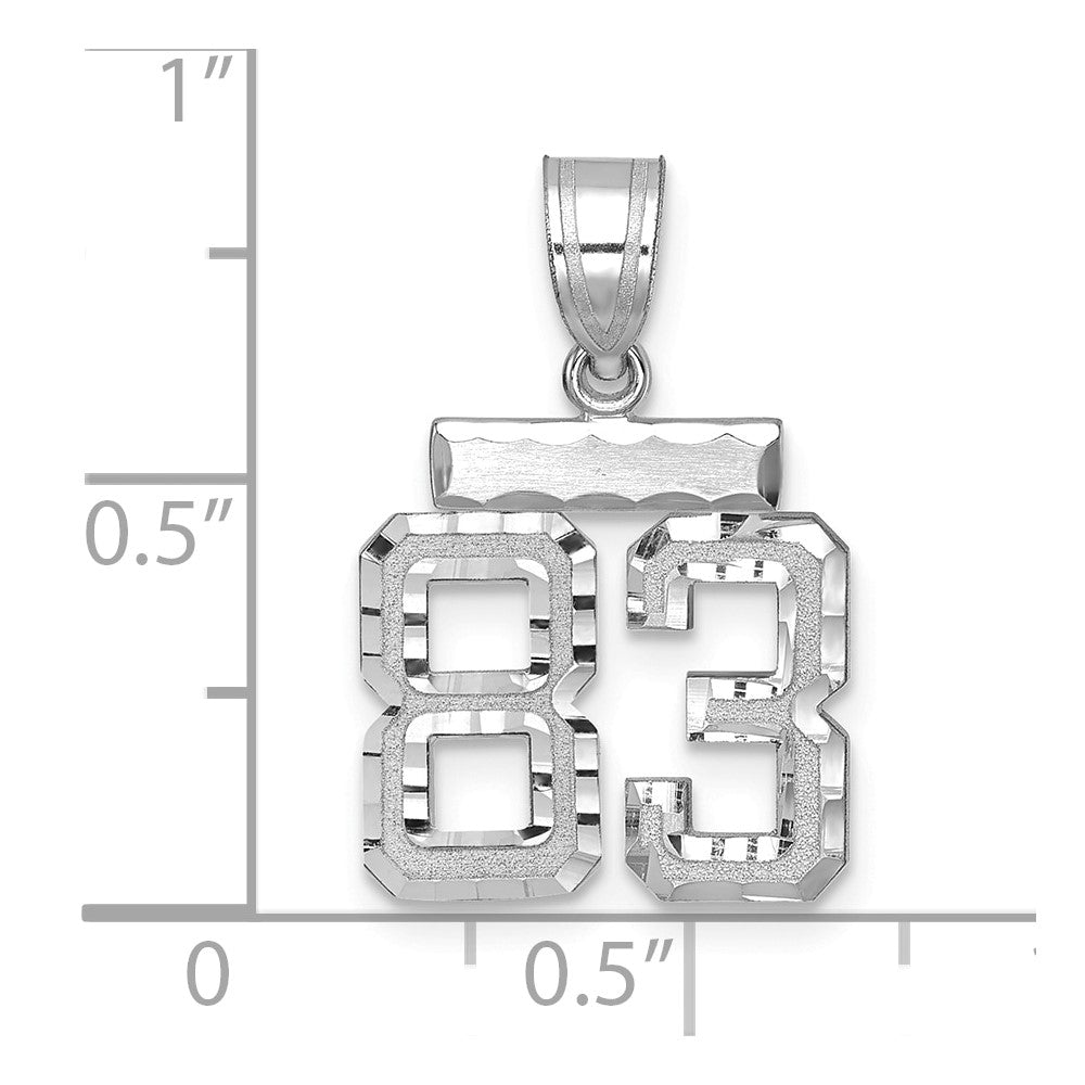14k White Goldw Small Brushed Diamond-cut Number 83 Charm