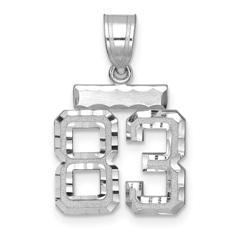 14k White Goldw Small Brushed Diamond-cut Number 83 Charm