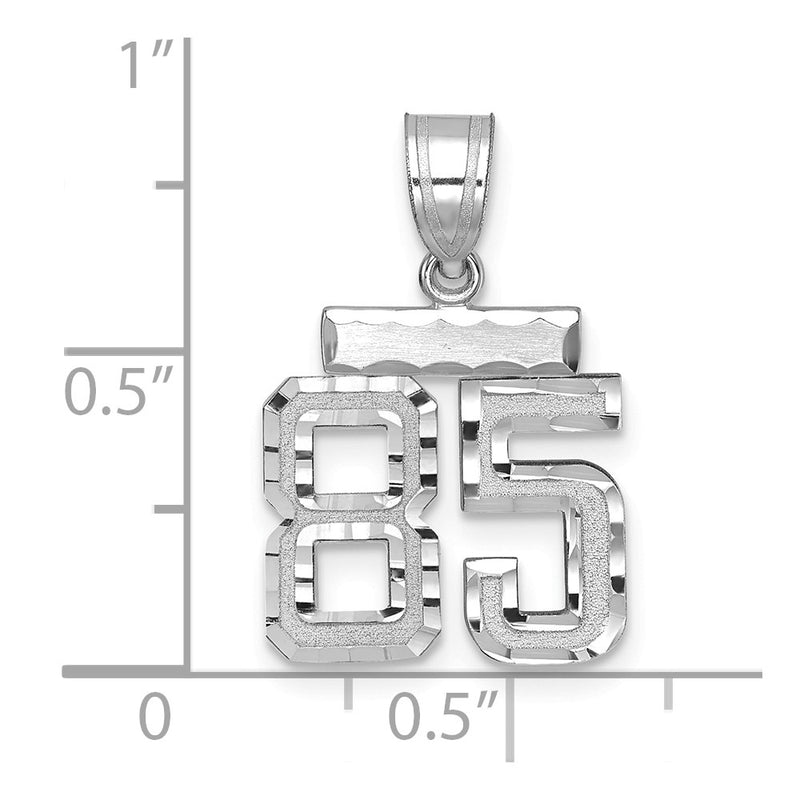 14k White Goldw Small Brushed Diamond-cut Number 85 Charm
