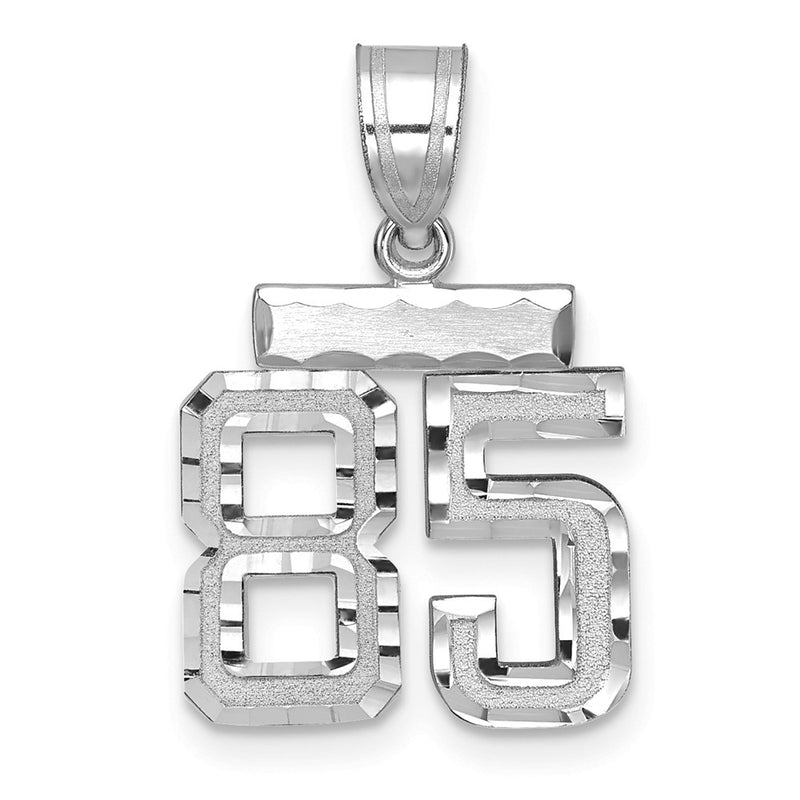 14k White Goldw Small Brushed Diamond-cut Number 85 Charm