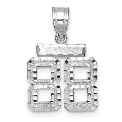 14k White Goldw Small Brushed Diamond-cut Number 88 Charm