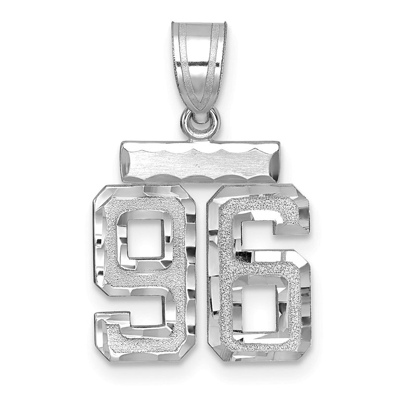 14k White Goldw Small Brushed Diamond-cut Number 96 Charm