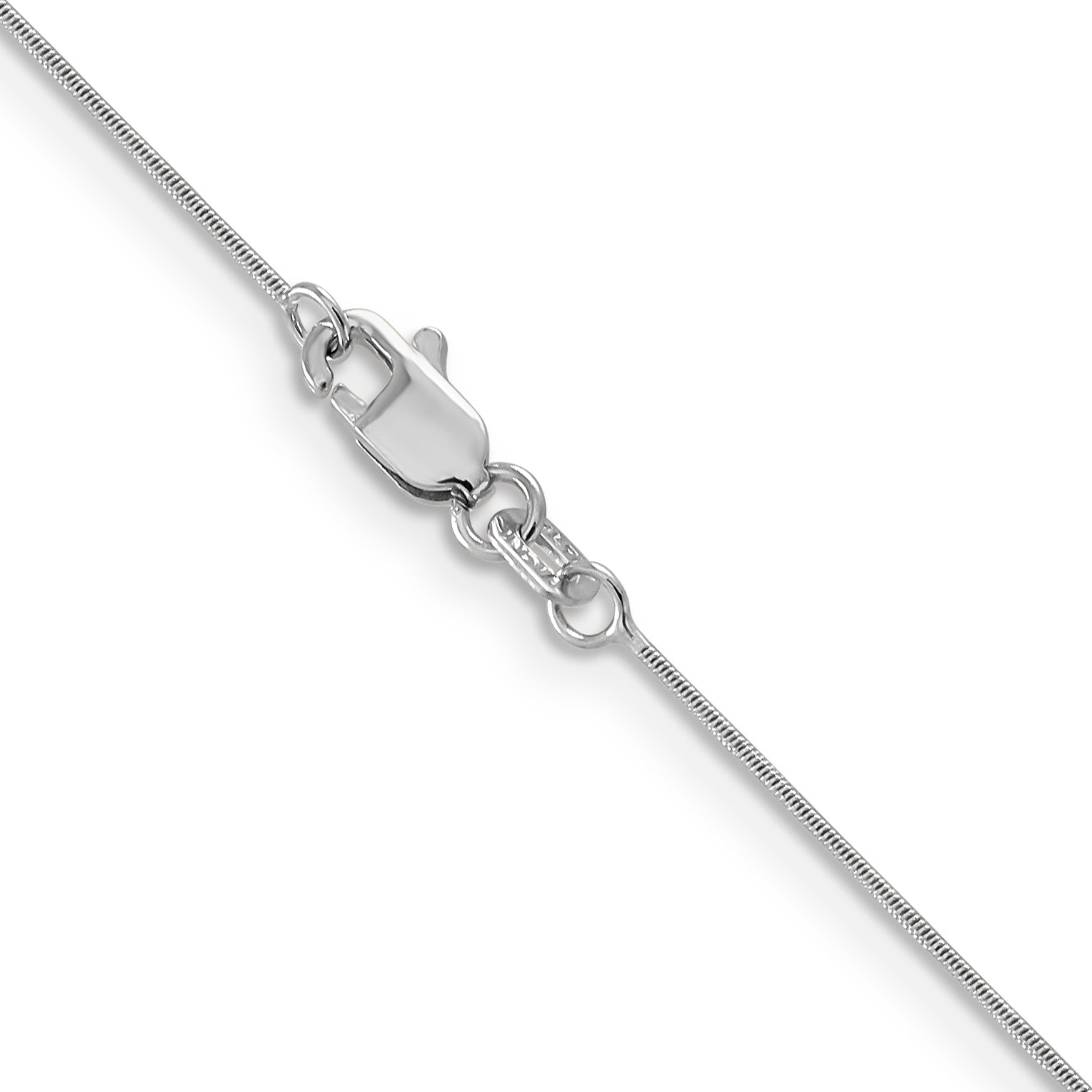 14K White Gold 24 Inch .6mm Round Snake With Lobster Clasp Chain Necklace