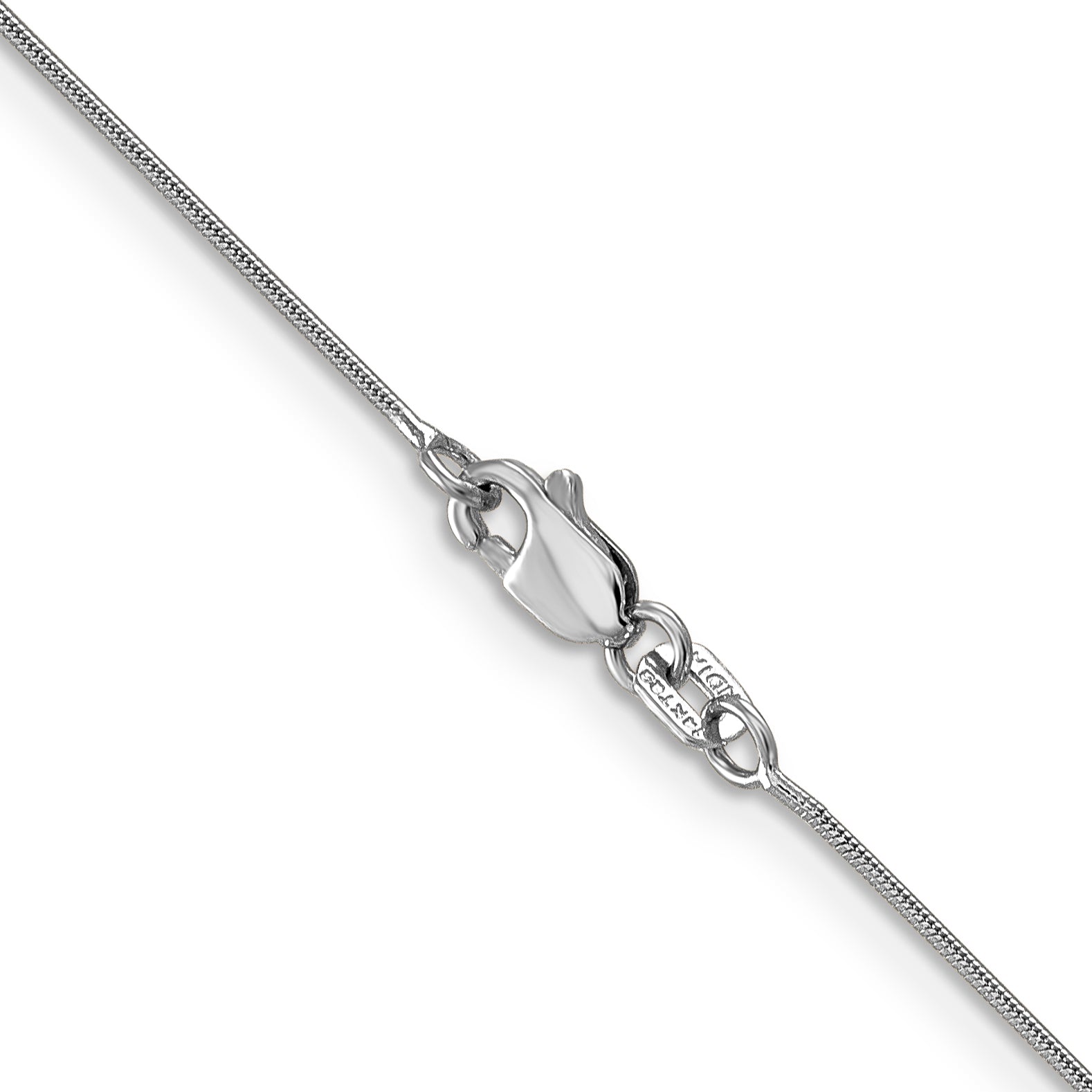 14K White Gold 30 Inch .8mm Round Snake With Lobster Clasp Chain Necklace