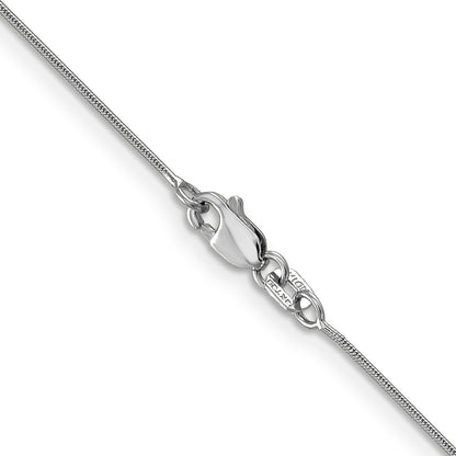 14K White Gold 30 Inch .8mm Round Snake With Lobster Clasp Chain Necklace