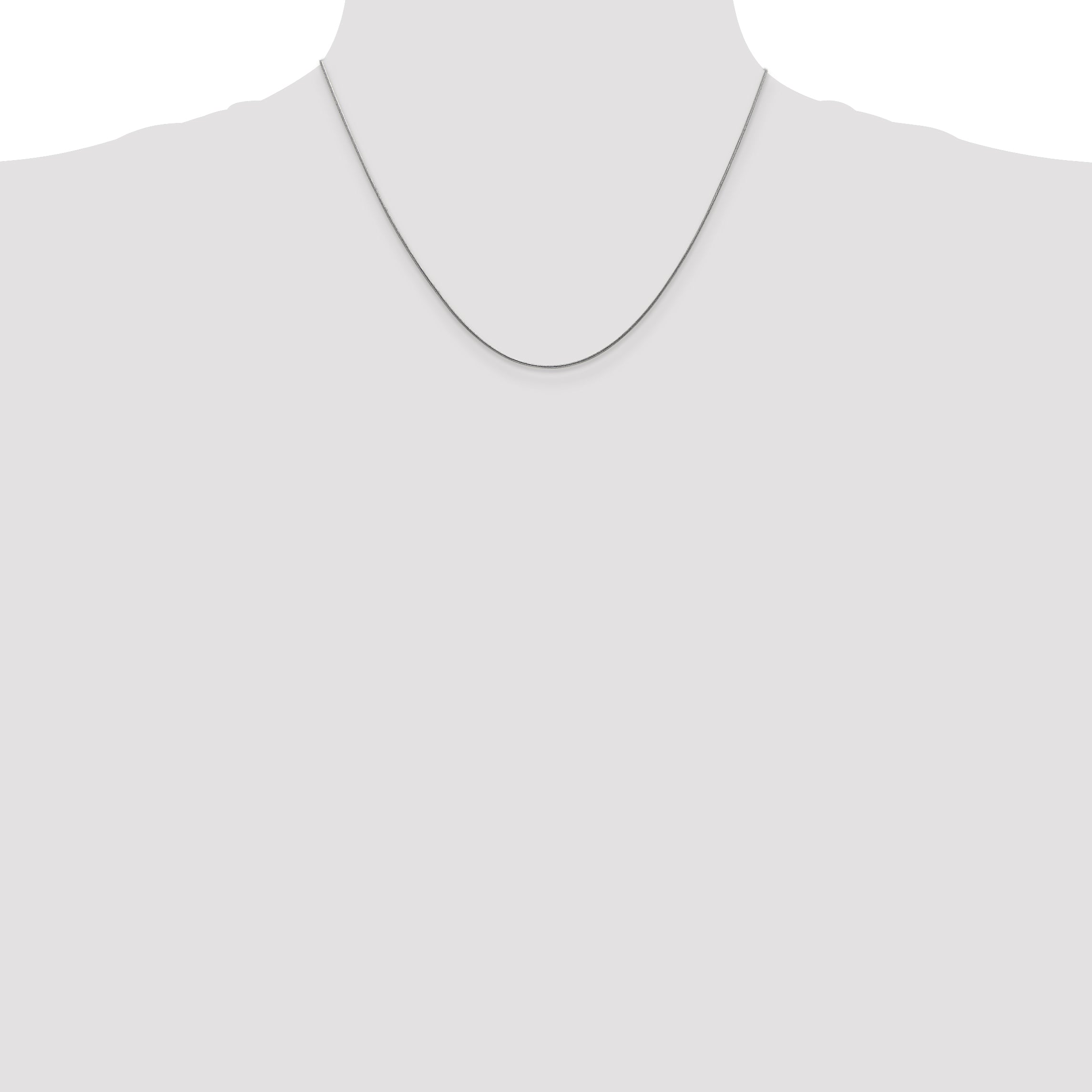 14K White Gold 18 Inch .8mm Round Snake With Lobster Clasp Chain Necklace