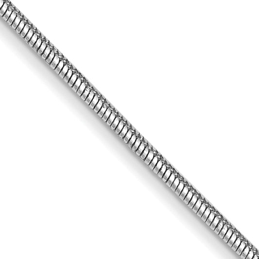14K White Gold 30 Inch .8mm Round Snake With Lobster Clasp Chain
