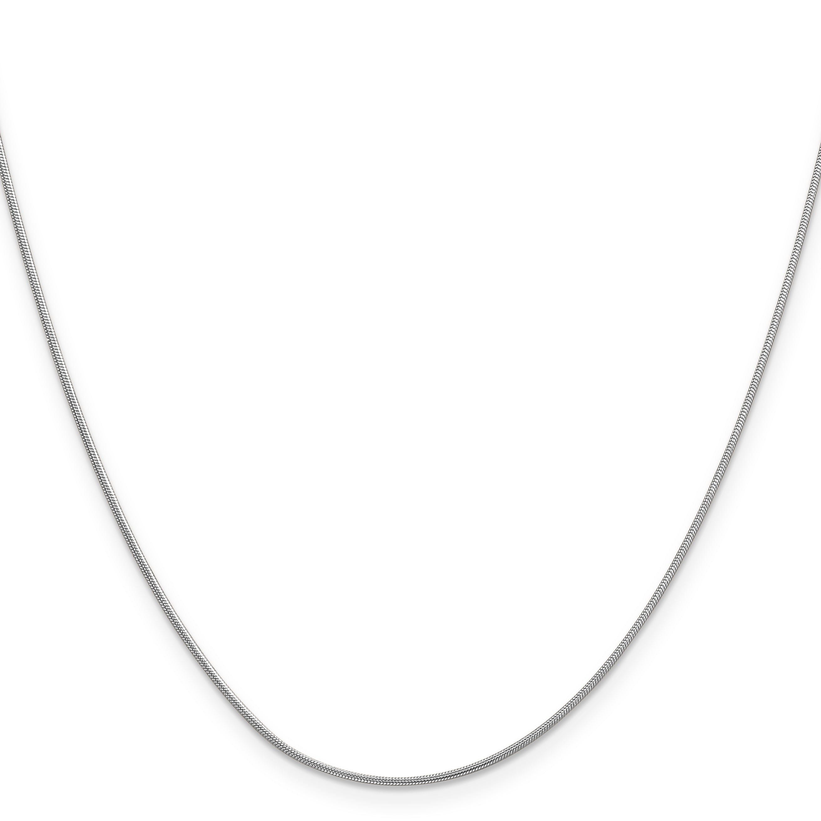 14K White Gold 24 Inch .9mm Round Snake With Lobster Clasp Chain Necklace