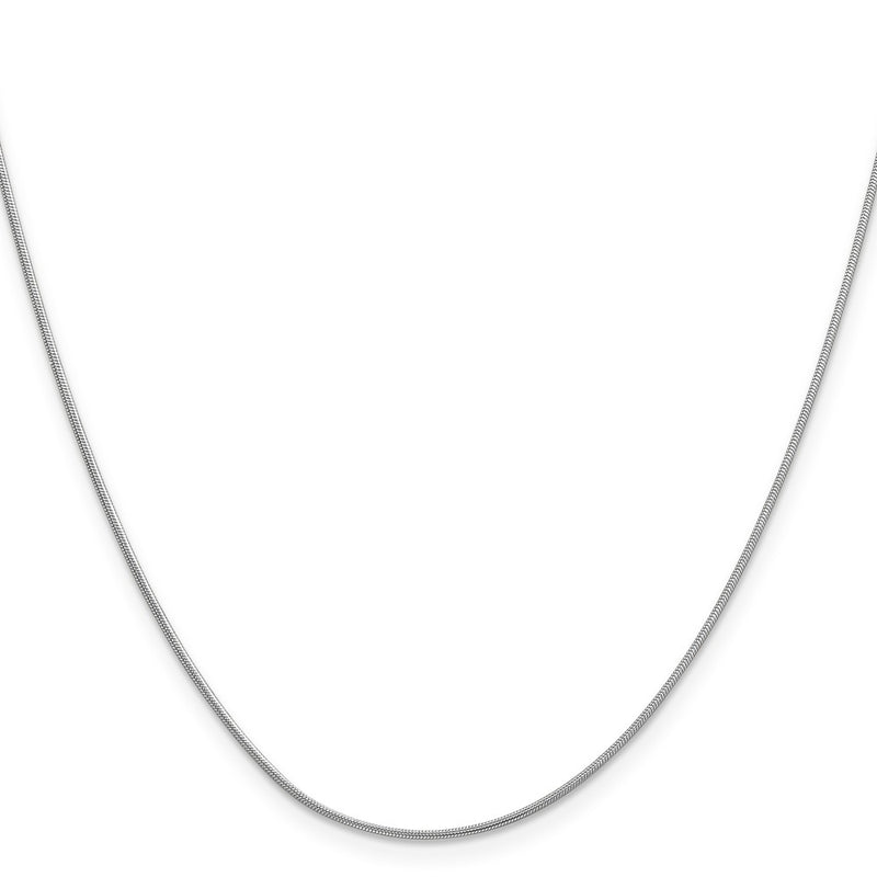 14K White Gold 20 Inch .9mm Round Snake With Lobster Clasp Chain Necklace