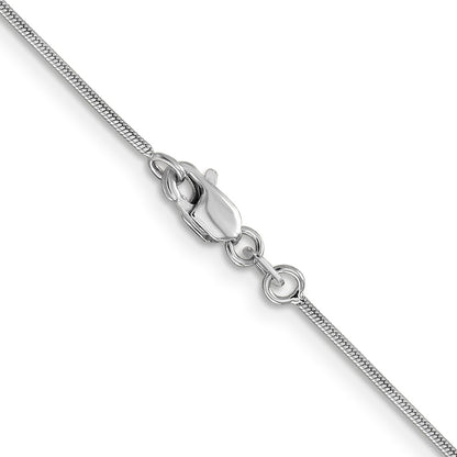 14K White Gold 20 Inch .9mm Round Snake With Lobster Clasp Chain Necklace