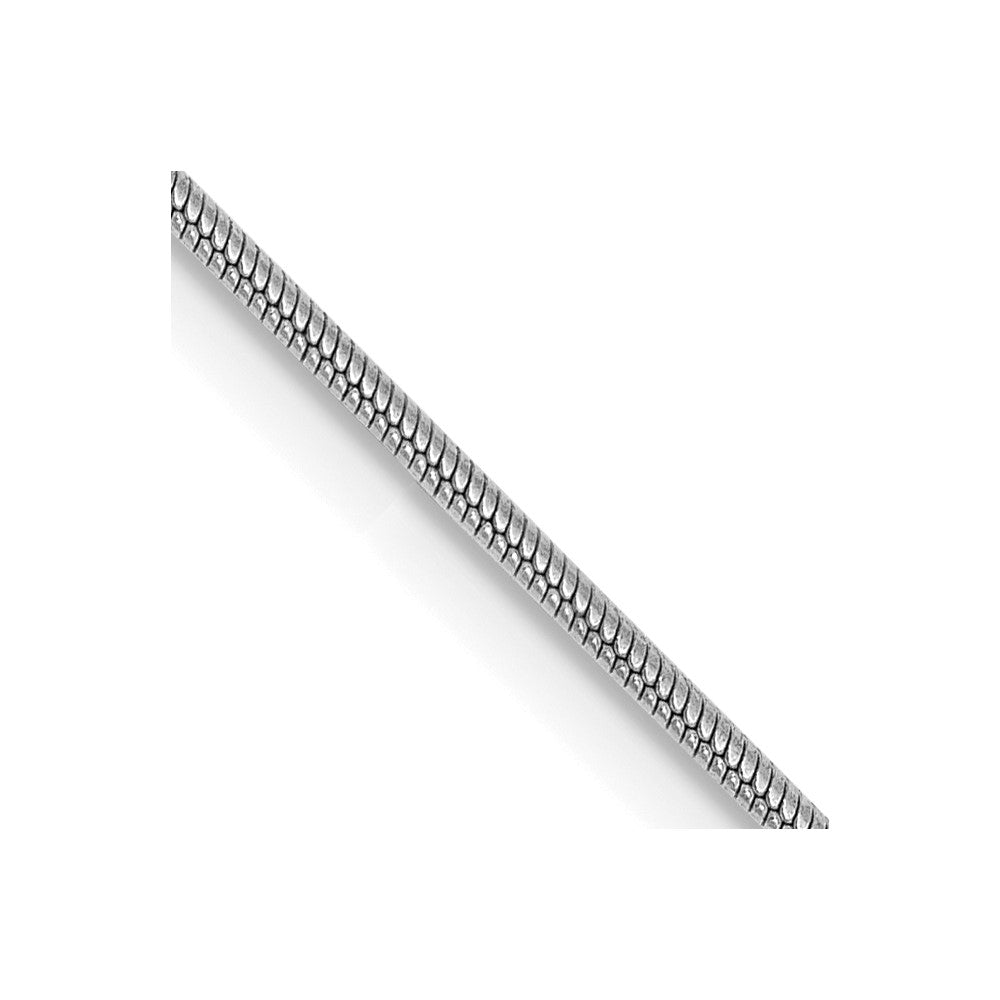 14K White Gold 20 Inch .9mm Round Snake With Lobster Clasp Chain Necklace