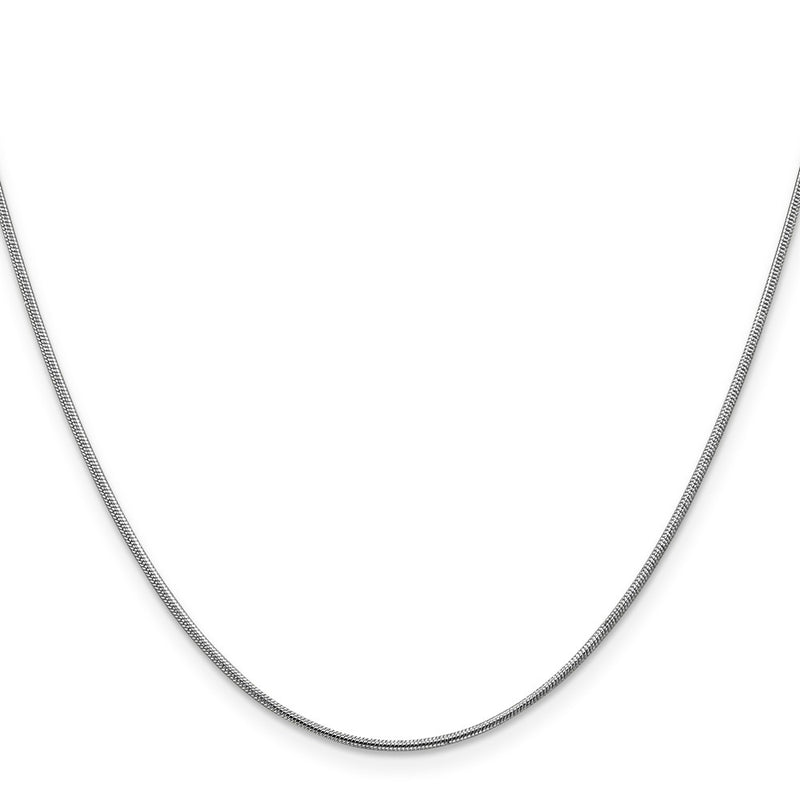 14K White Gold 24 Inch 1.1mm Round Snake With Lobster Clasp Chain Necklace