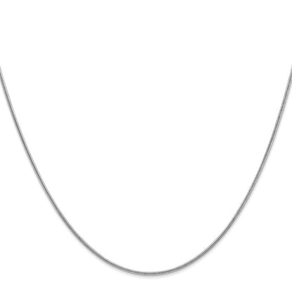 14K White Gold 30 Inch 1.4mm Round Snake Lobster Clasp Chain Necklace