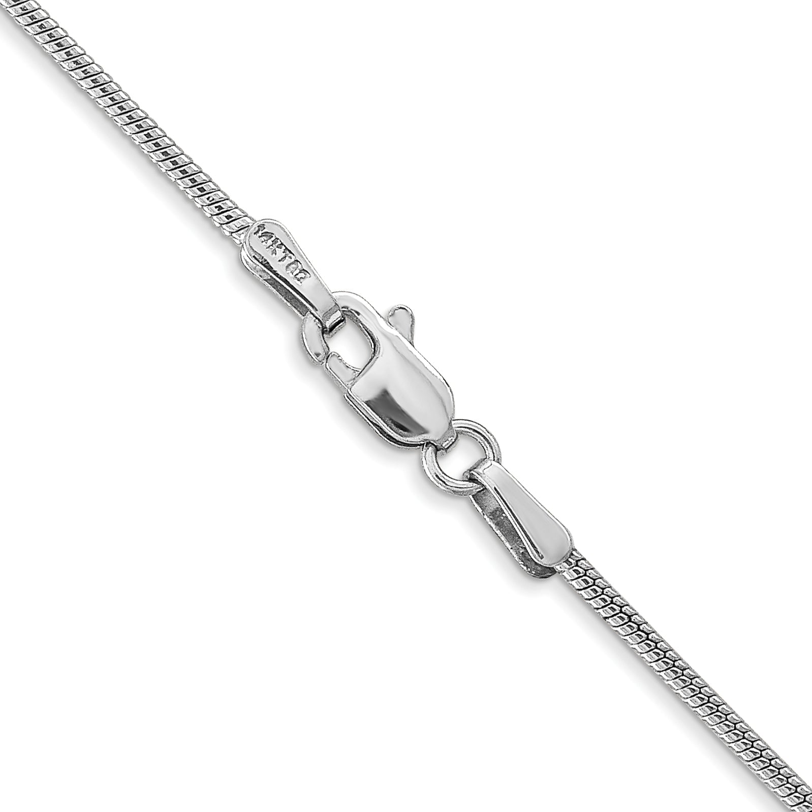 14K White Gold 20 Inch 1.4mm Round Snake Lobster Clasp Chain