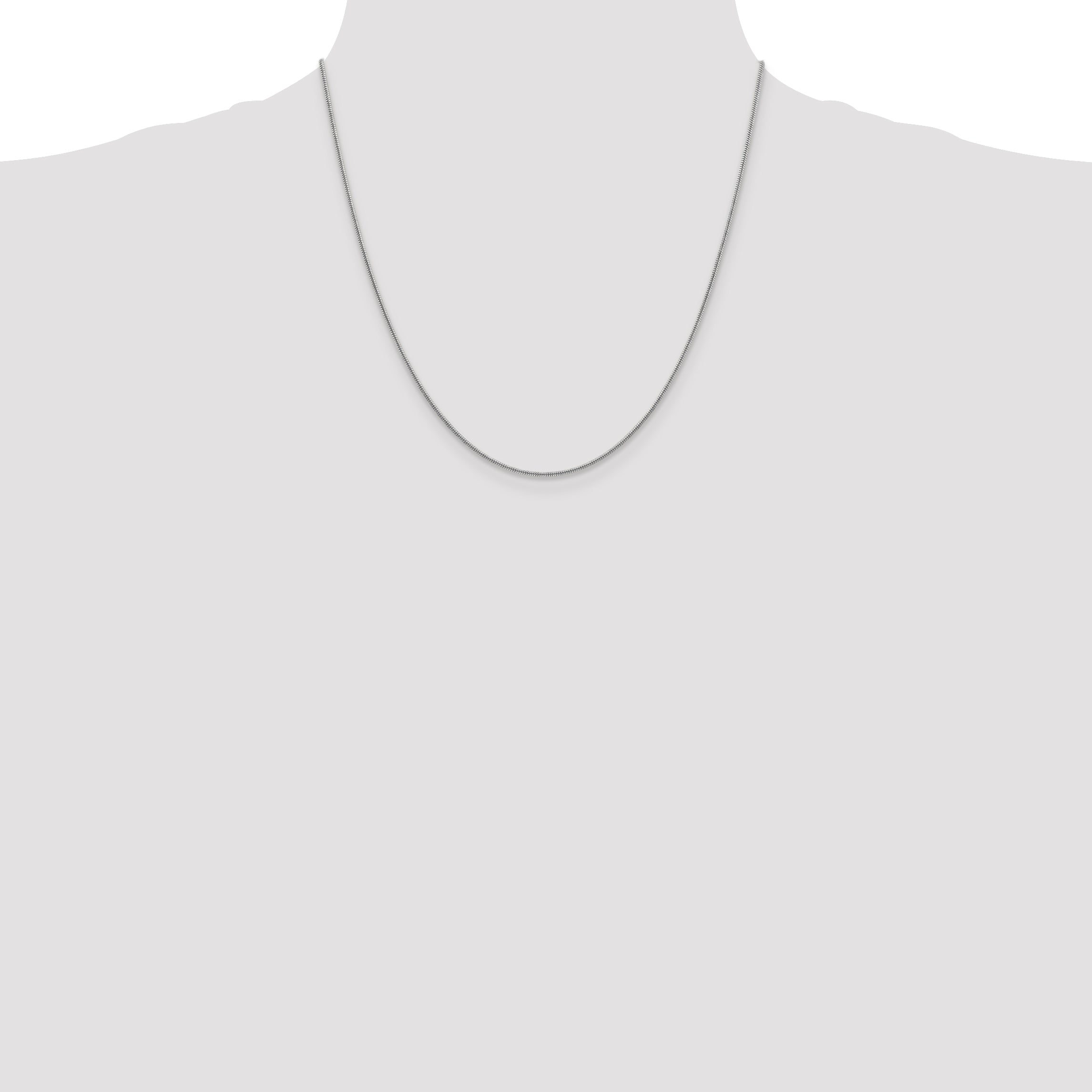 14K White Gold 20 Inch 1.4mm Round Snake Lobster Clasp Chain