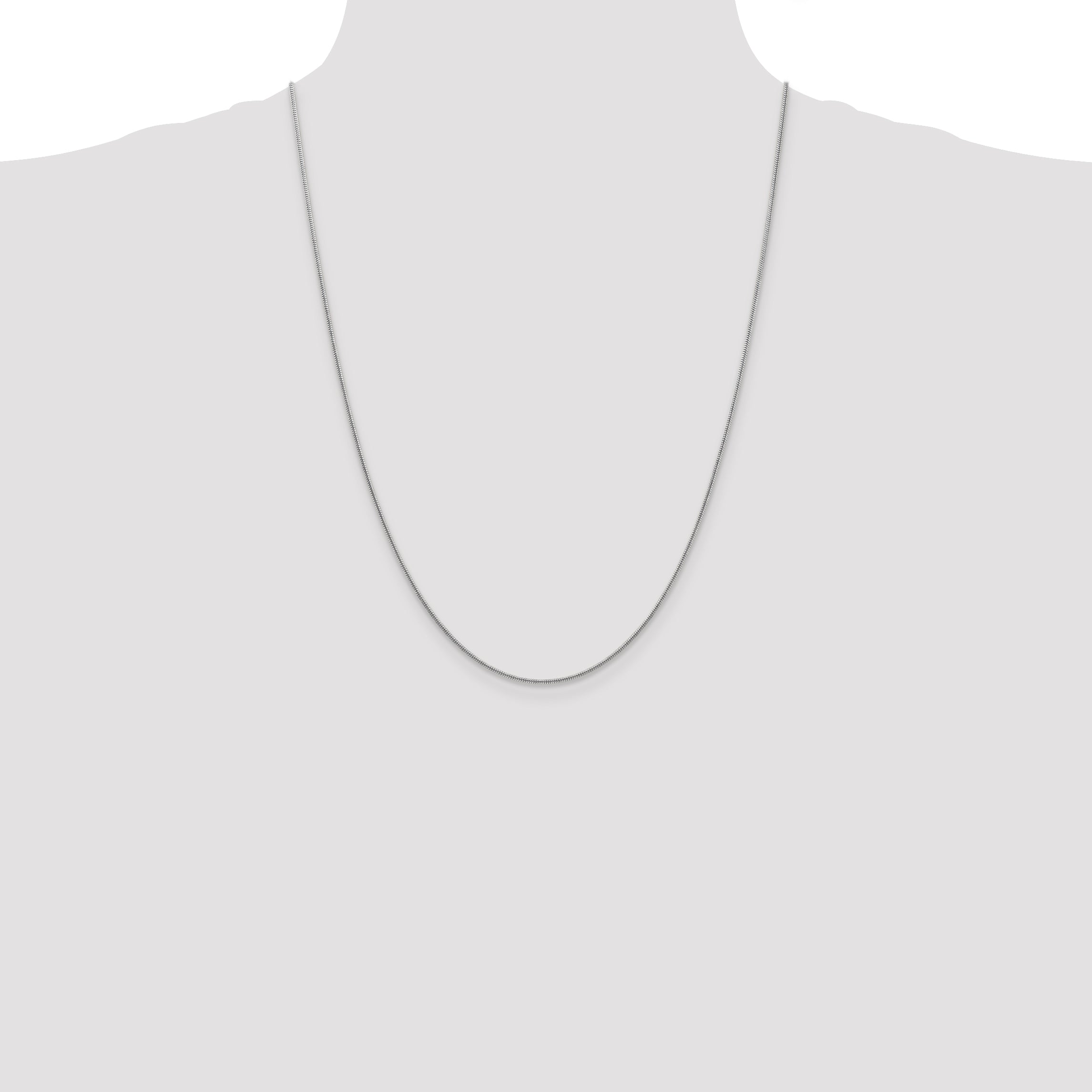 14K White Gold 24 Inch 1.4mm Round Snake Lobster Clasp Chain Necklace