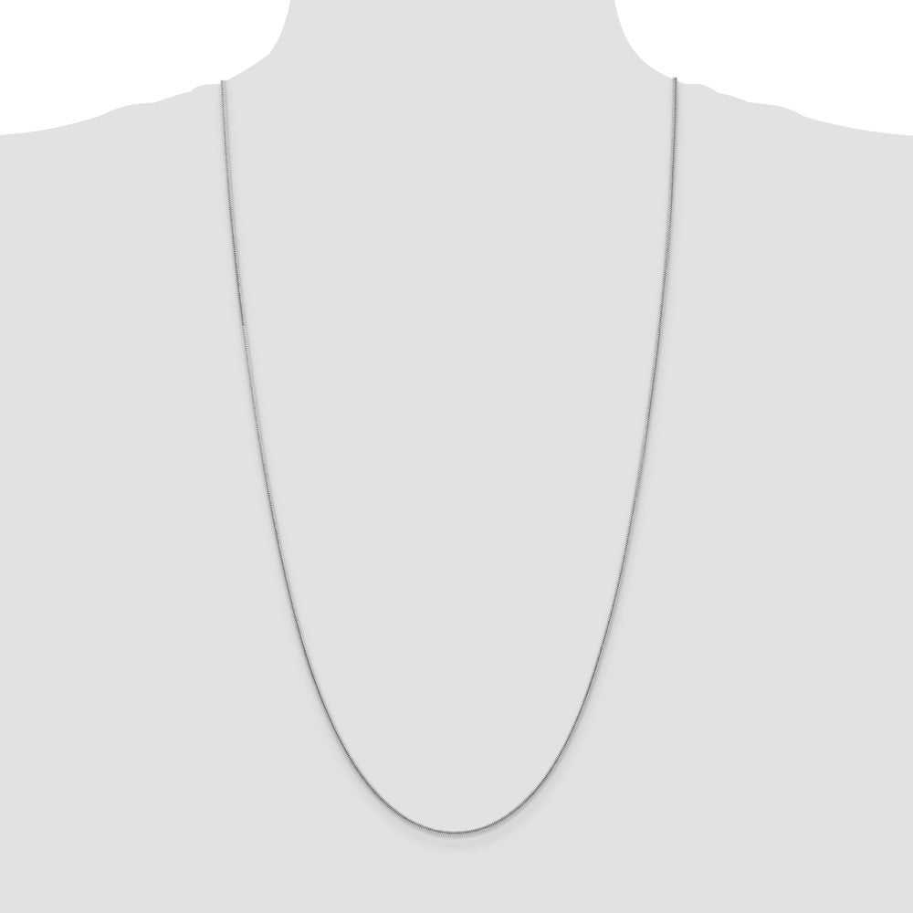 14K White Gold 30 Inch 1.4mm Round Snake Lobster Clasp Chain Necklace