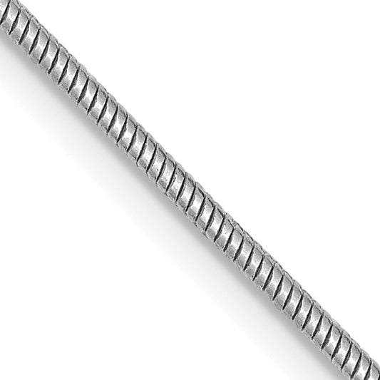 14K White Gold 20 Inch 1.4mm Round Snake Lobster Clasp Chain