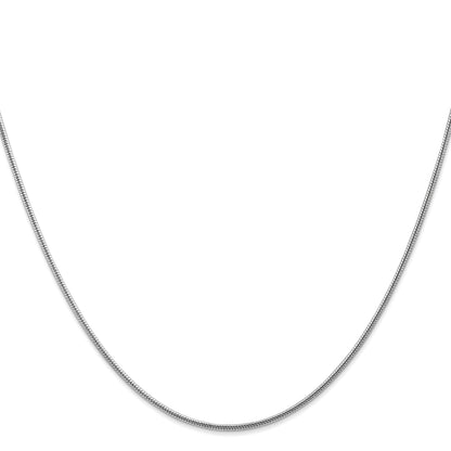 14K White Gold 20 Inch 1.6mm Round Snake Lobster Clasp Chain