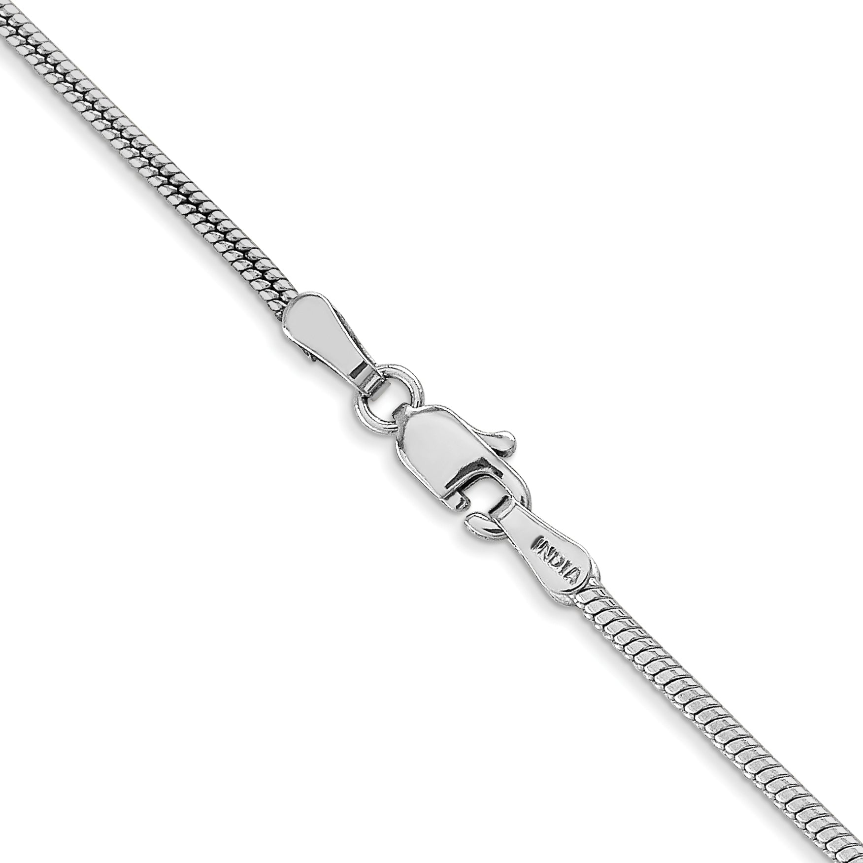 14K White Gold 20 Inch 1.6mm Round Snake Lobster Clasp Chain