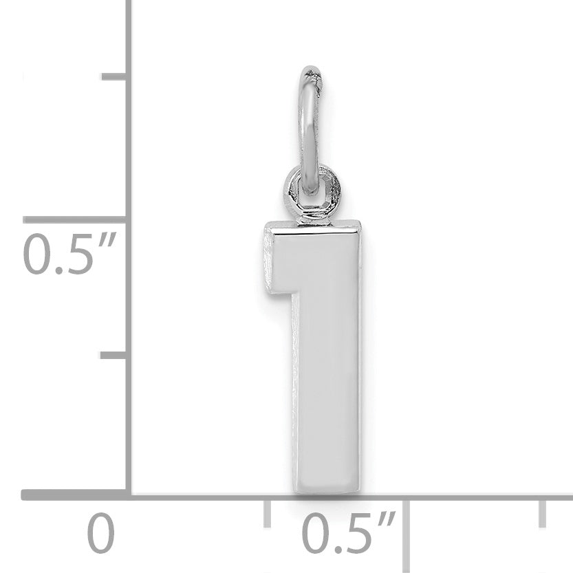 14k White Gold 14kw Small Polished Number 1 Charm