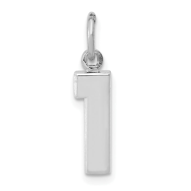 14k White Gold 14kw Small Polished Number 1 Charm