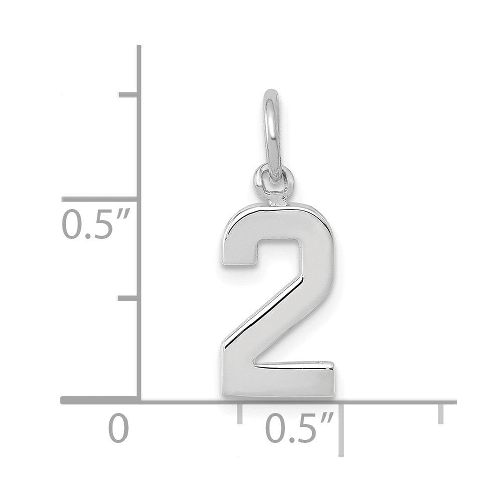 14k White Gold 14kw Small Polished Number 2 Charm