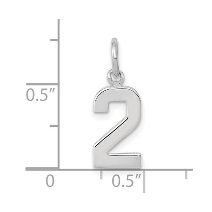 14k White Gold 14kw Small Polished Number 2 Charm