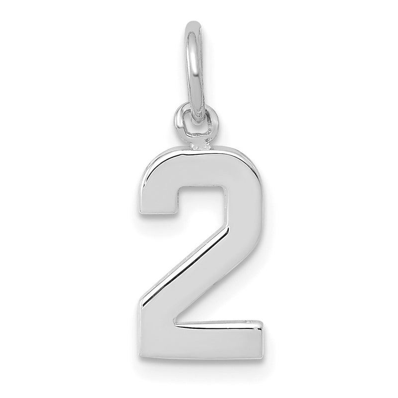 14k White Gold 14kw Small Polished Number 2 Charm