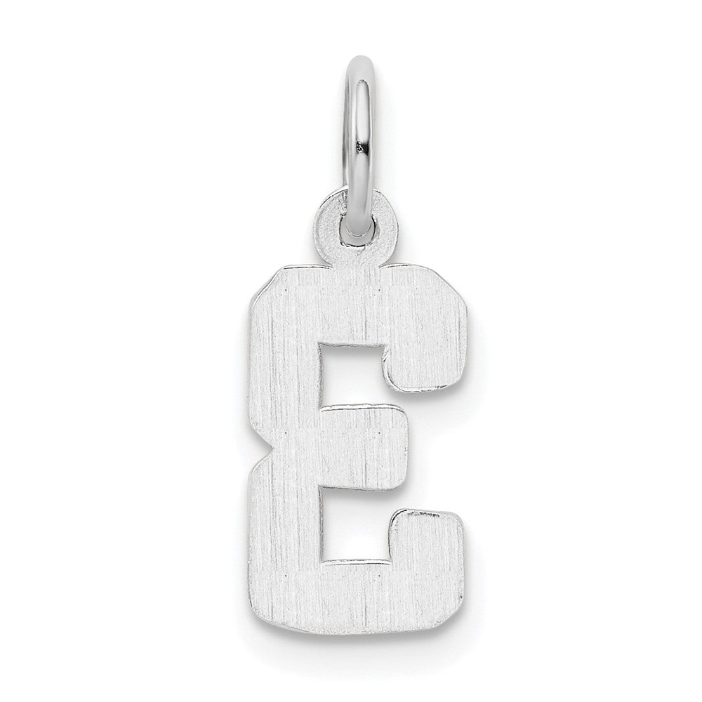 14k White Gold 14kw Small Polished Number 3 Charm