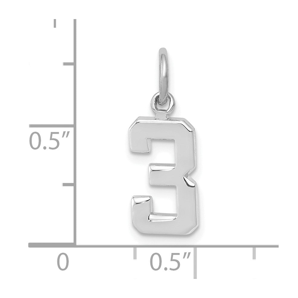 14k White Gold 14kw Small Polished Number 3 Charm