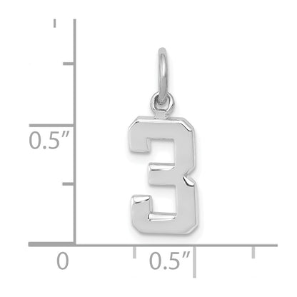 14k White Gold 14kw Small Polished Number 3 Charm