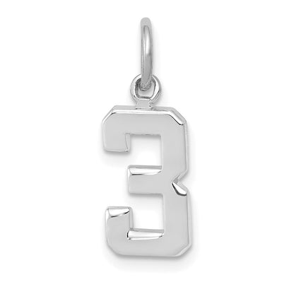 14k White Gold 14kw Small Polished Number 3 Charm