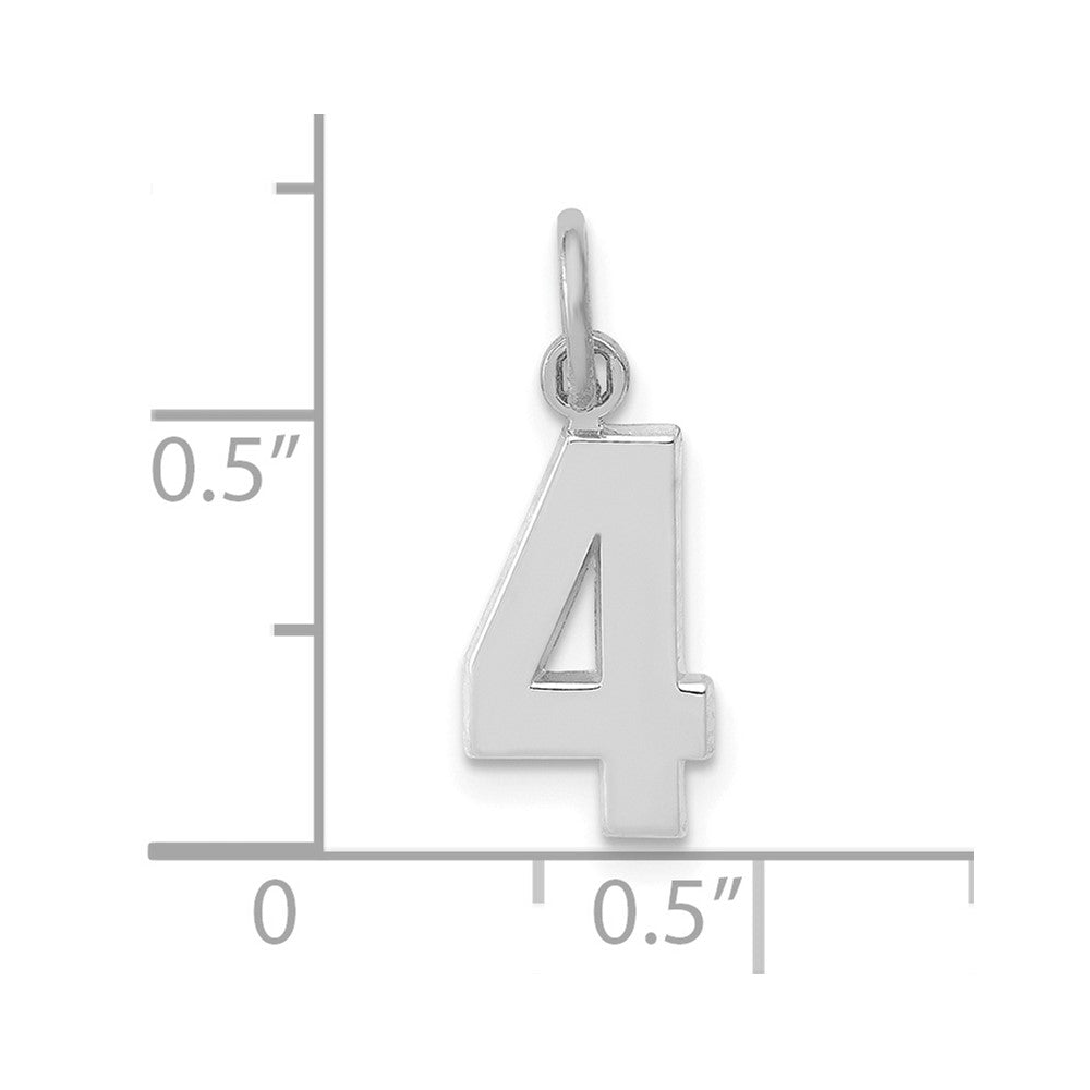 14k White Gold 14kw Small Polished Number 4 Charm