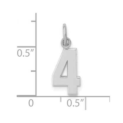 14k White Gold 14kw Small Polished Number 4 Charm