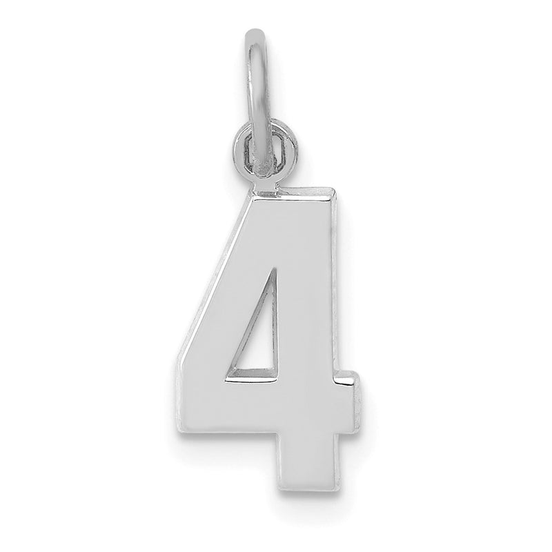 14k White Gold 14kw Small Polished Number 4 Charm