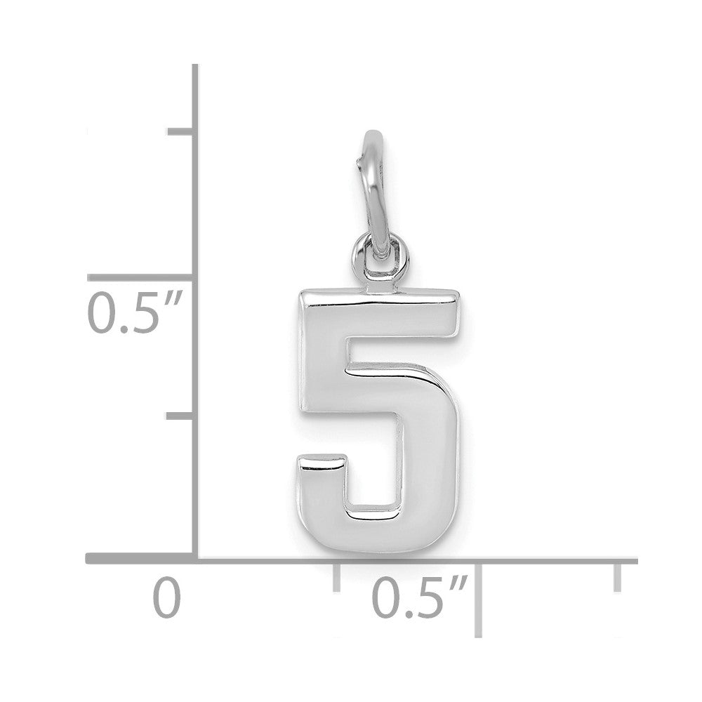 14k White Gold 14kw Small Polished Number 5 Charm