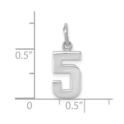 14k White Gold 14kw Small Polished Number 5 Charm