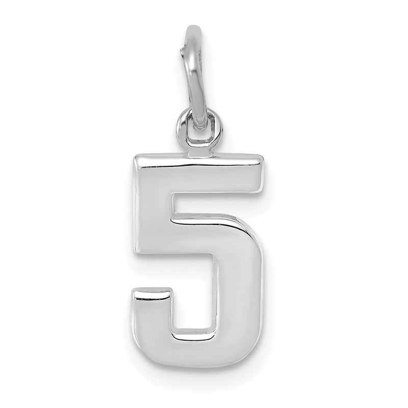 14k White Gold 14kw Small Polished Number 5 Charm