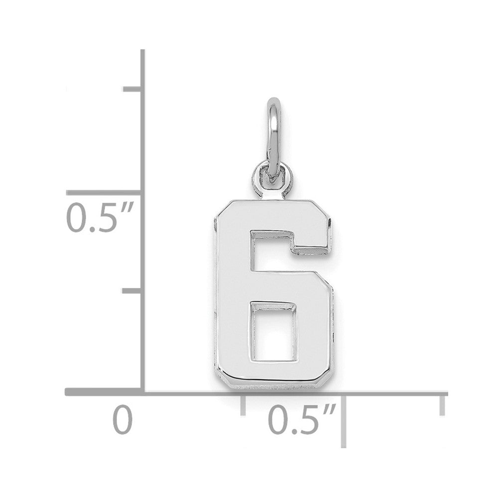 14k White Gold 14kw Small Polished Number 6 Charm