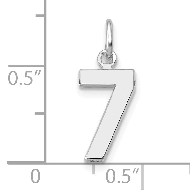 14k White Gold 14kw Small Polished Number 7 Charm