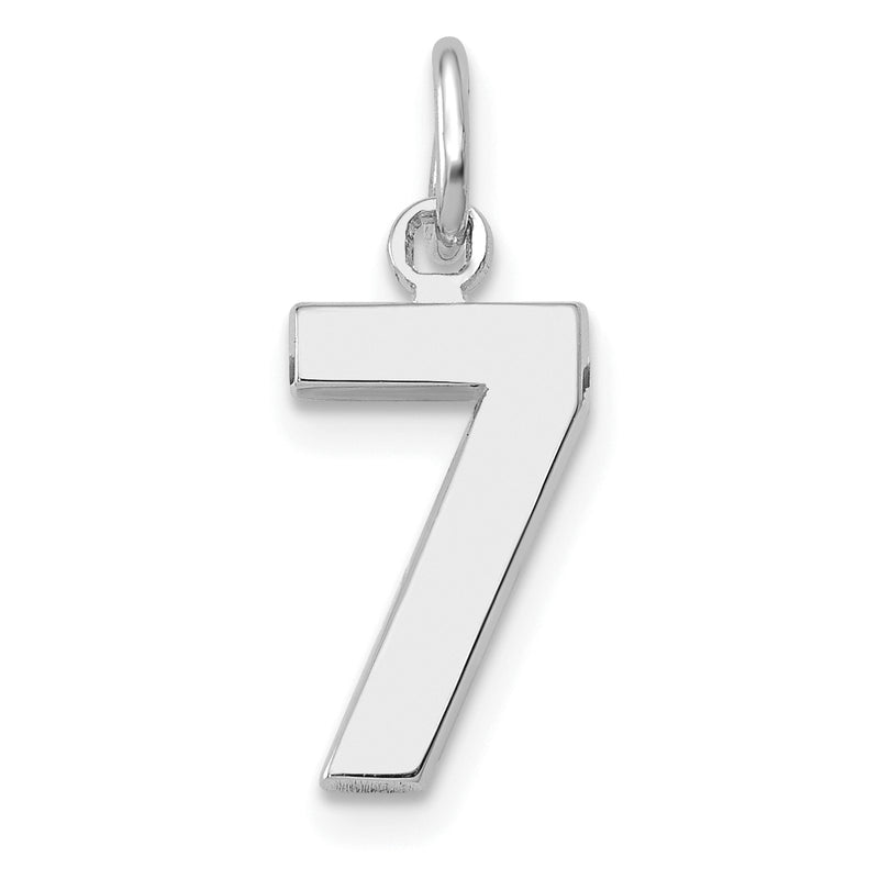 14k White Gold 14kw Small Polished Number 7 Charm