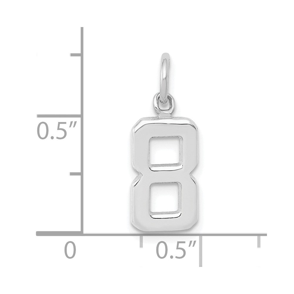 14k White Gold 14kw Small Polished Number 8 Charm