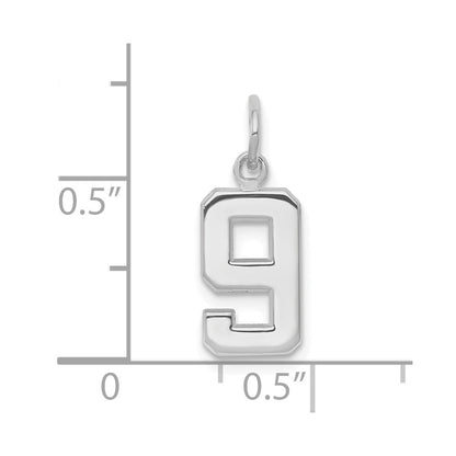 14k White Gold 14kw Small Polished Number 9 Charm